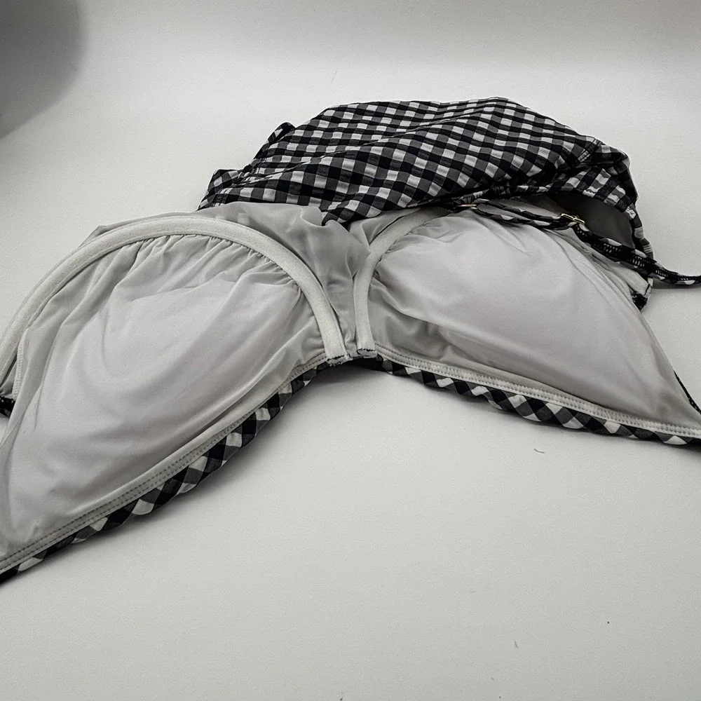 Tory Burch Women's Gingham Check Blue White Underwire One Piece Swimsuit XL